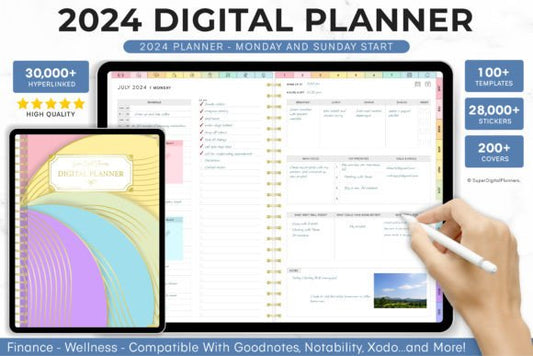 Digital Planner 2024 Monday and Sunday