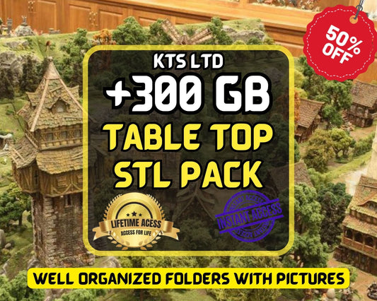 Pack STL Mixed Tabletop + 500gb - 50,000 3D Printing Files